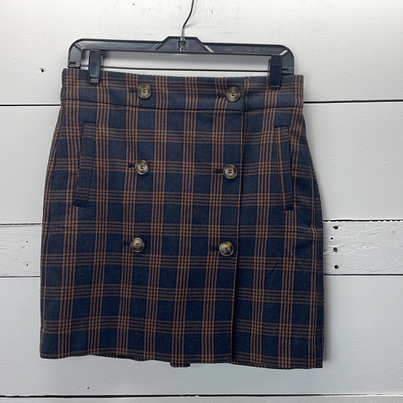 Madewell Plaid Double Breasted Mini Skirt Size Small - Picture 4 of 8